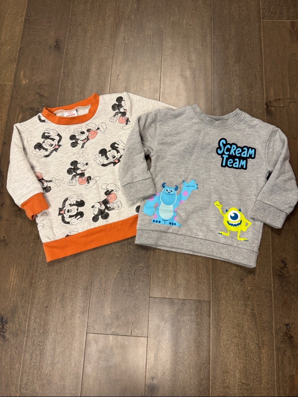 Disney Baby 18M Mickey Mouse Monsters Inc Sweatshirt Lot 2 Crewnecks